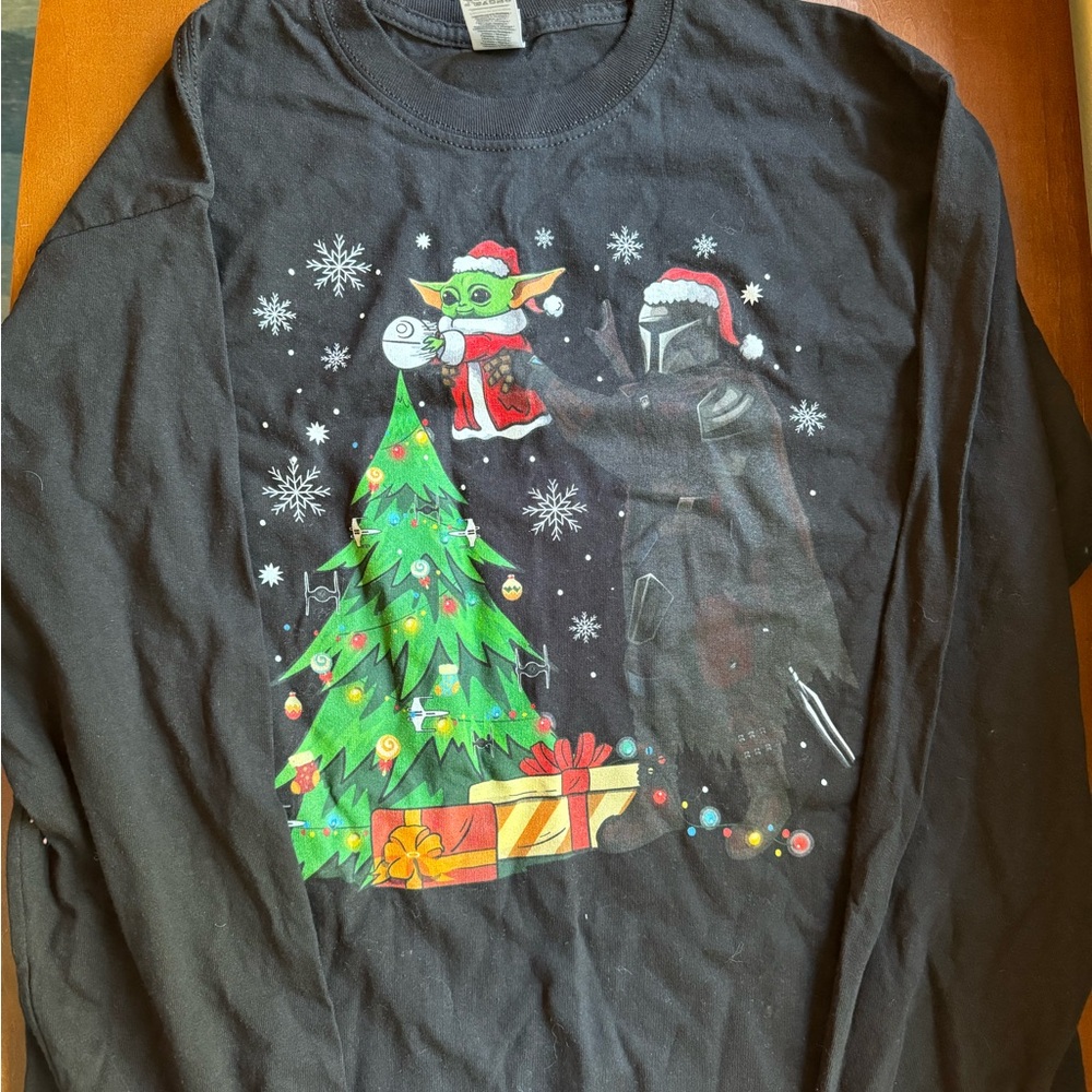Mando and grogu christmas long sleeve tshirt